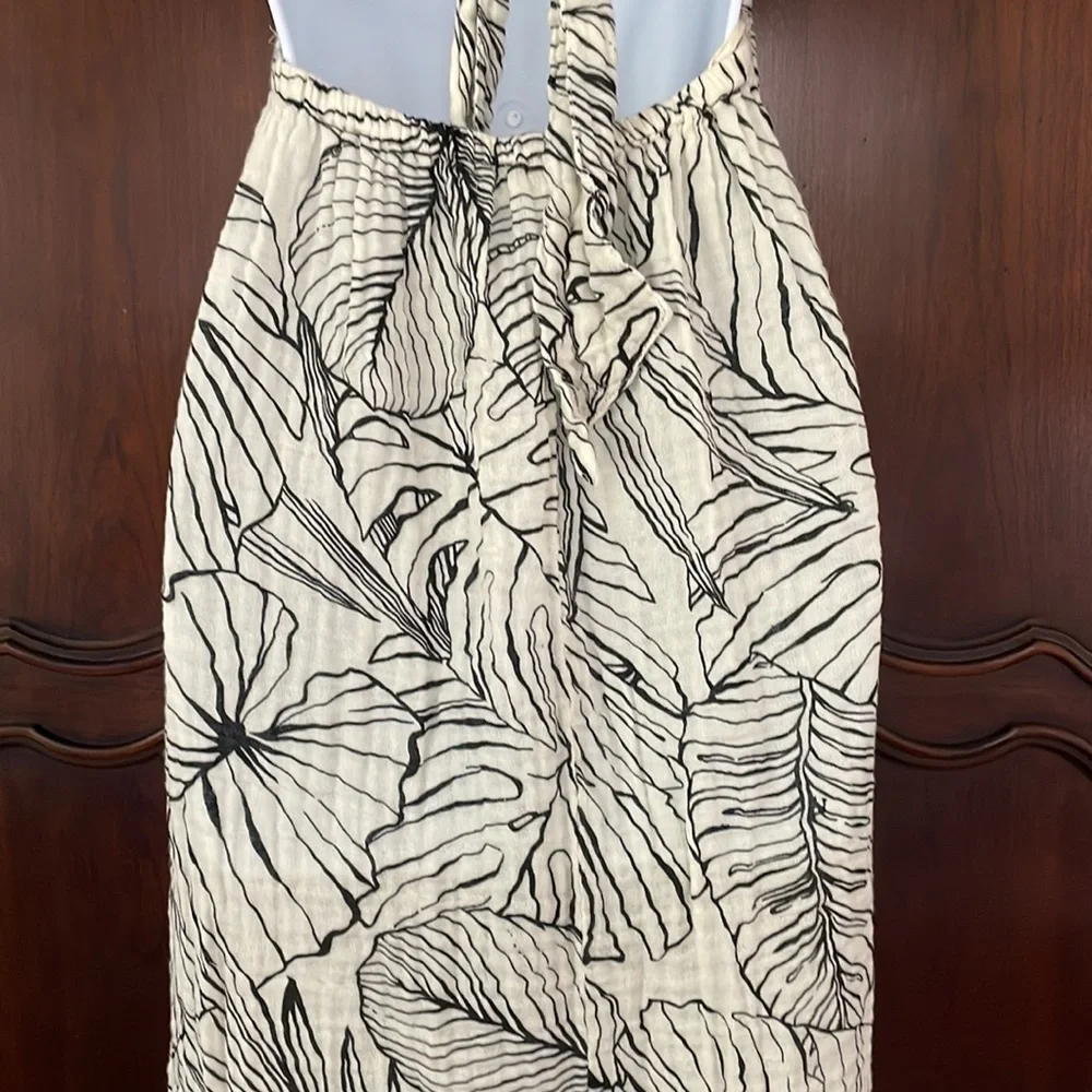 ELAN Criss Cross Maxi Dress Cream & Black Size M - Picture 9 of 11